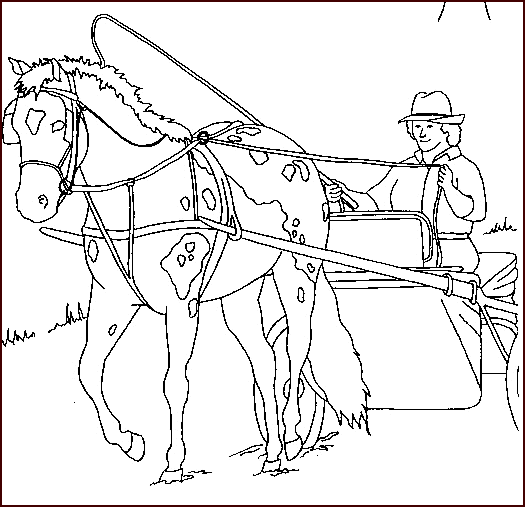 coloriage cheval tirant une chariole